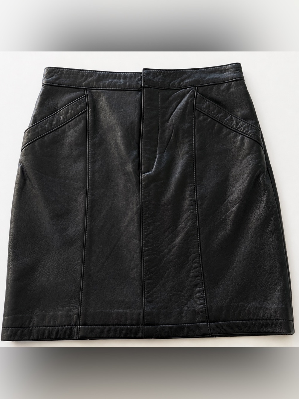 Uniform John Paul Richard lamb skin black leather skirt, motorcycle, size 6